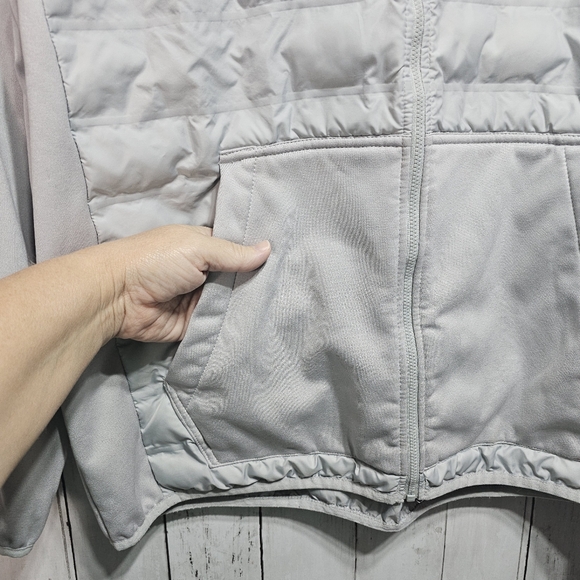 Columbia Men's Gray Terminal Hybrid Hooded Quilted Jacket Logo Pockets Size XL. - Picture 3 of 9